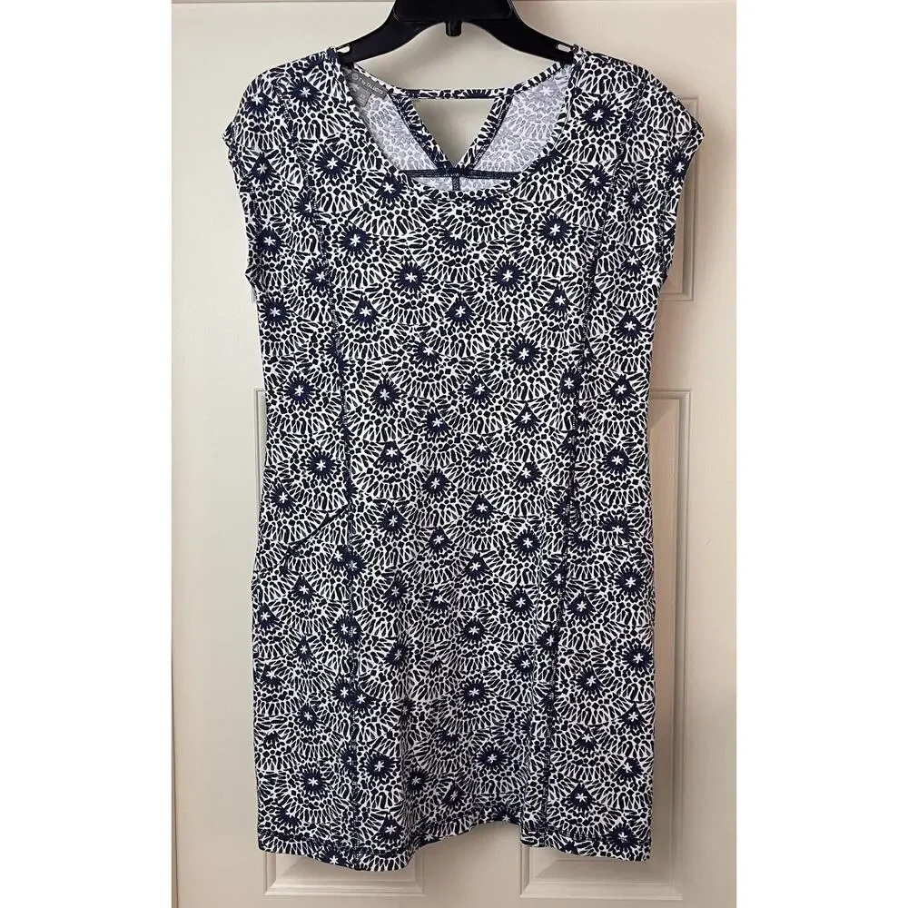 T By Talbots Womens Dress Floral Print Stretch Cotton Blend Blue White Size XS - Picture 3 of 13